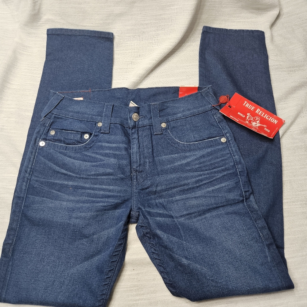 True Religion Rocco Body Rinse Flap Navy Blue Relaxed Skinny Jeans Men’s 31W